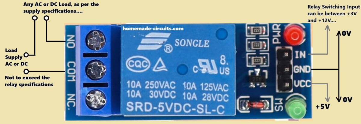 5V relay module connection