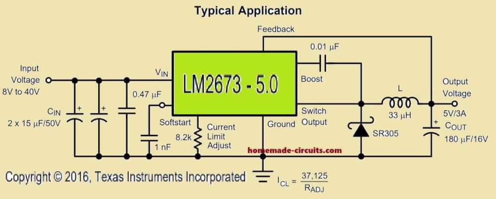 LM2673 Typical Fixed Voltage Output Design