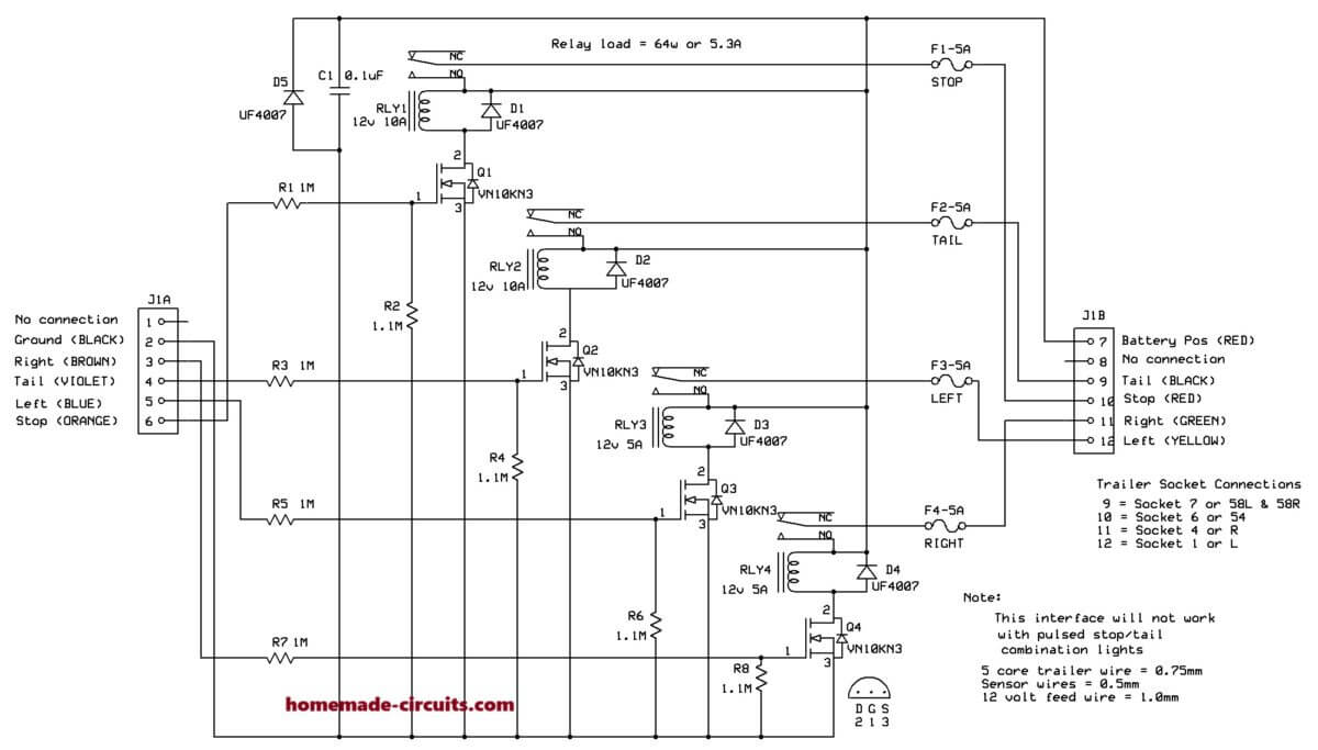 Automotive Trailer lights Interface Circuit